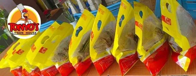 Take-away packs of Tonyo's litson chicken